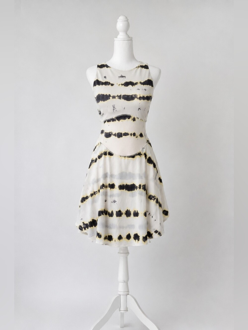 lululemon athletica White Dress with Yellow and Charcoal Tie-Dye